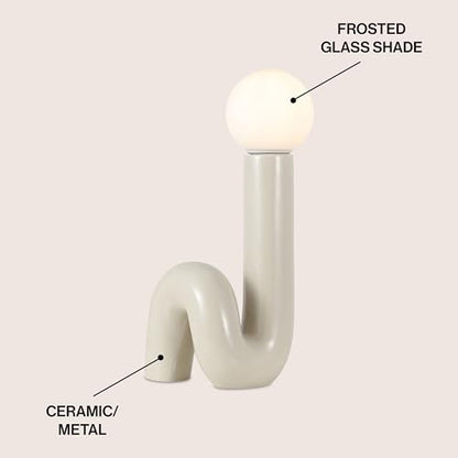 JONATHAN Y Katya 18" Scandinavian Ceramic Spiral Lamp, Light Gray - color: Light Gray