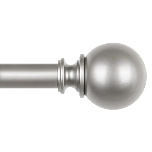 KAMANINA Curtain Rods for Windows 48 to 84 Inches, Antique Silver Curtain Pole 32 to 86 Inches (2.6-7.1ft), 7/8 Inch Decorative Drapery Rods with Round Finials - color: Antique Silver, size: 48-84"
