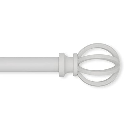 Lumino 5/8" Cage Single Curtain Rod Set 30"-84" White - color: White