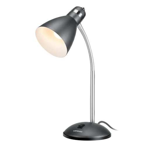 LEPOWER Metal Desk Lamp, Adjustable GooseNeck Reading Light for Bedroom - color: Sandy Black