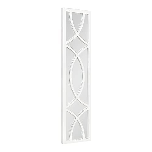 Kate and Laurel Tolland Decorative Wooden Panel Wall Mirror, 12" x 48", Soft White, Rustic Windowpane Accent Piece - color: White, size: 48"L x 12"W