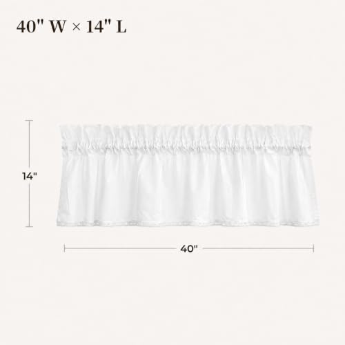 White Cotton Crochet Edge Window Valance, 14" L x 40" W, 2 Panels - color: White, size: 14"L x 40"W (Pack of 2)
