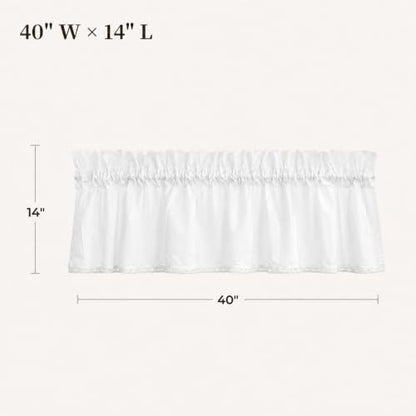 White Cotton Crochet Edge Window Valance, 14" L x 40" W, 2 Panels - color: White, size: 14"L x 40"W (Pack of 2)