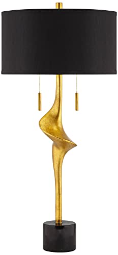 Athena 35 1/2" Large Table Lamp Gold Leaf Skinny Sculptural Mid Modern