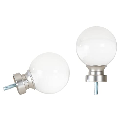 Ivilon Acrylic Ball Finials for Curtain Rods of 7/8 and 1 Inch Diameter Color Satin Nickel - color: Satin Nickel