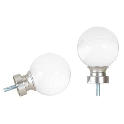 Ivilon Acrylic Ball Finials for Curtain Rods of 7/8 and 1 Inch Diameter Color Satin Nickel - color: Satin Nickel