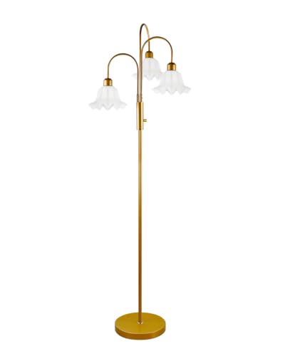 Lightdot Flower Floor Lamp for Living Room 3 Light Tree Floor Lamp - color: 3 Flower Down-Gold