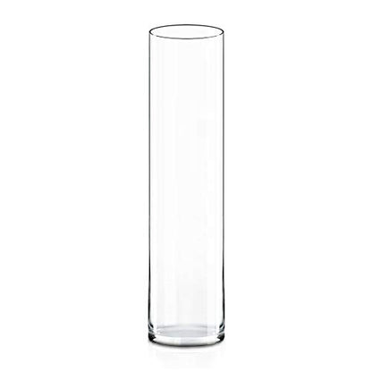 CYS Excel Clear Glass Cylinder Vase (H:20" D:4") | Multiple Size Choices Glass Flower Vase Centerpieces | Hurricane Floating Candle Holder Vase - size: H-20" D-4"