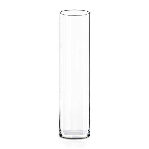 CYS Excel Clear Glass Cylinder Vase (H:20" D:4") | Multiple Size Choices Glass Flower Vase Centerpieces | Hurricane Floating Candle Holder Vase - size: H-20" D-4"