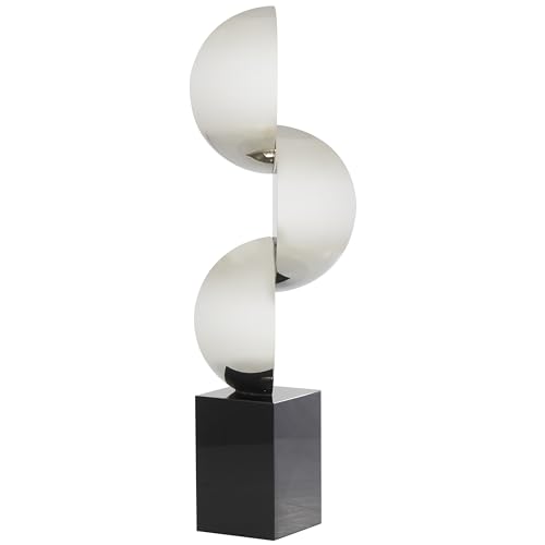 Deco 79 Crystal Geometric Decorative Sculpture Abstract Two-Tone Home Decor Statue with Stacked Semi Circles, Accent Figurine 5" x 4" x 18", Black