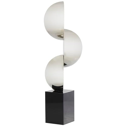 Deco 79 Crystal Geometric Decorative Sculpture Abstract Two-Tone Home Decor Statue with Stacked Semi Circles, Accent Figurine 5" x 4" x 18", Black