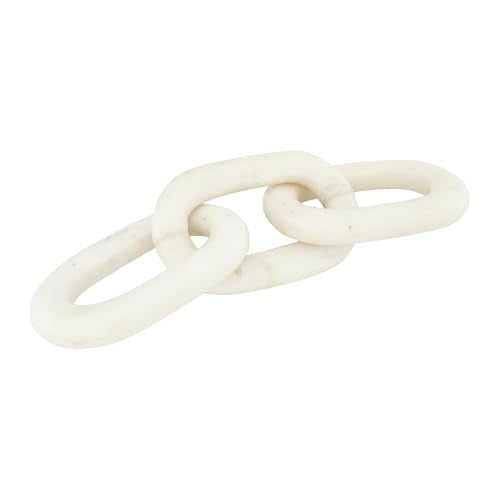 Bloomingville 13" L Decorative Marble Chain Link Figurine - color: White