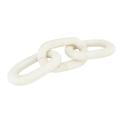Bloomingville 13" L Decorative Marble Chain Link Figurine - color: White