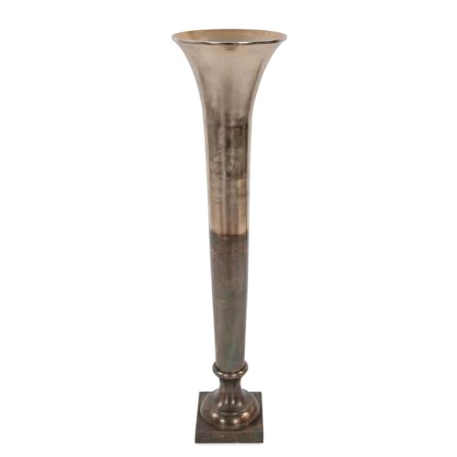 Howard Elliott Collection Golden Ore Oversized Fluted Vase, Aluminum with Ombre Gold to Bronze Finish, Tall Accent for Floor, Entryway or Living Room, 46.5H x 11.75W x 11.75D, Gold Bronze - size: Oversized Vase