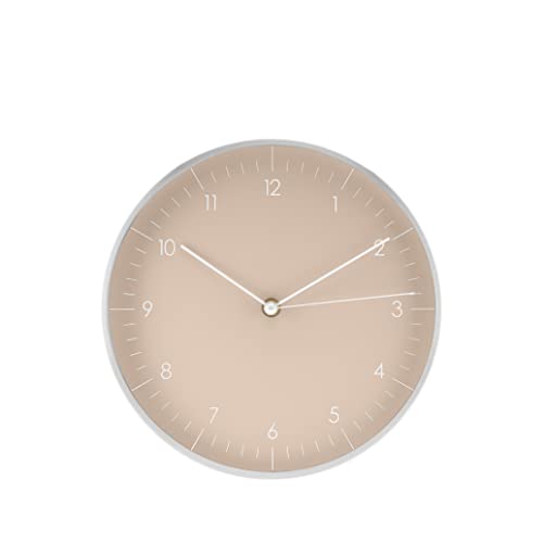 LUUK LIFESTYLE Modern Silent Quartz Wall Clock, 10in, Beige & Gold | Analog, Non-ticking, Modern & Minimalist design, Battery operated, Décor for Kitchen, Bedroom, Office, Housewarming gift, - color: Beige, 10"