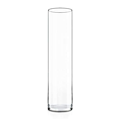 CYS EXCEL Cylinder Clear Glass Vase (H:26" D:6") | Multiple Size Choices Glass Flower Vase Centerpieces | Hurricane Floating Candle Holder Vase - size: H-26" D-6"