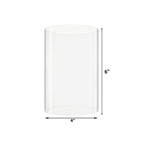 CYS EXCEL 6 PCS (H:6" D:4") Open Ended Clear Glass Hurricane Candleholder Tube Lamp Shade Open Flame Candlestick Holder Chimney Tube Cover Bottomless Cylinder - size: 4" wide x 6" tall