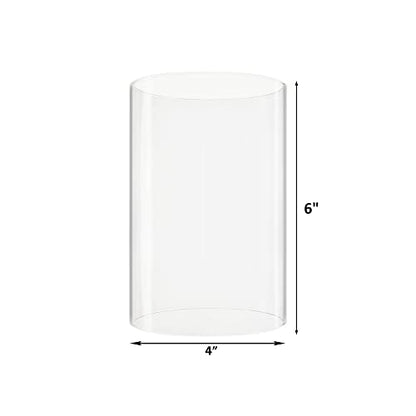 CYS EXCEL 6 PCS (H:6" D:4") Open Ended Clear Glass Hurricane Candleholder Tube Lamp Shade Open Flame Candlestick Holder Chimney Tube Cover Bottomless Cylinder - size: 4" wide x 6" tall
