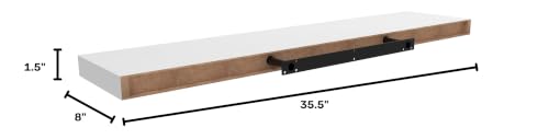 Ballucci Floating Shelf, 36" Wood Wall Shelf with Invisible Brackets for Bathroom, Living Room, Bedroom, Kitchen, Nursery, 8" Deep, White - color: White, size: 35.4 inches