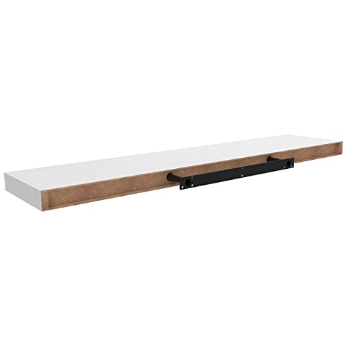 Ballucci Floating Shelf, 36" Wood Wall Shelf with Invisible Brackets for Bathroom, Living Room, Bedroom, Kitchen, Nursery, 8" Deep, White - color: White, size: 35.4 inches