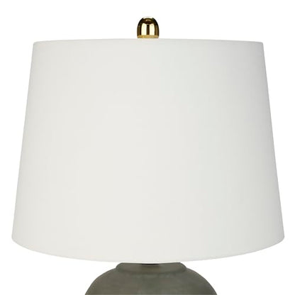 Nourison Home 23" Olive Green Ceramic Pot Table Lamp for Bedroom, Living Room, Dining Office, with White Tapered Drum Shade - color: Dark Green, size: 1 Lamp - Drum Shade