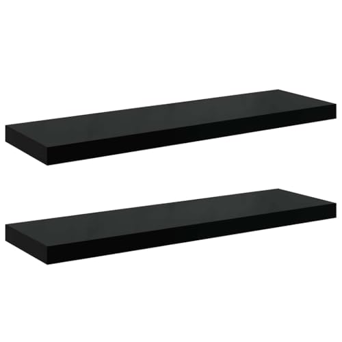 Floating Wall Shelves Set of 2, 31.5 x 9.3 in Black High Gloss Honeycomb MDF Storage Display Ledges, Modern Floating Shelves for Wall, Living Room Decor, Bedroom, Kitchen - color: Black, size: 31.5 x 9.3 in