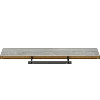 Ballucci Floating Shelf, 48" Wood Wall Shelf with Invisible Brackets for Bathroom, Living Room, Bedroom, Kitchen, Nursery, 8" Deep, Rustic Gray - color: Grey, size: 47.2 inches