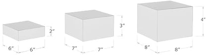 Red Co. Set of 3 Glossy Silver Acrylic Cube Display Nesting Risers with Hollow Bottoms - 2 Pack - color: Silver, size: 6",7",8" - 2 Pack