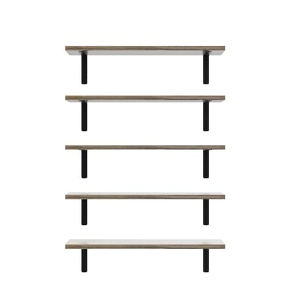 RICHER HOUSE Rustic Wood Floating Shelves Set of 5, Wall Mounted Shelf 16in - color: Grey