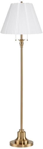 Dyna 58" Tall Antique Brass White Pleated Shade Floor Lamp