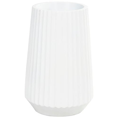 Deco 79 Resin Decorative Vase Large Ribbed Floor Centerpiece Vase, Flower Vase for Home Decoration 16" x 16" x 24", White