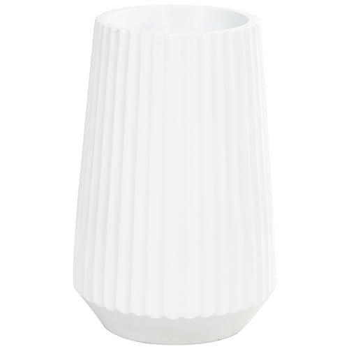 Deco 79 Resin Decorative Vase Large Ribbed Floor Centerpiece Vase, Flower Vase for Home Decoration 16" x 16" x 24", White