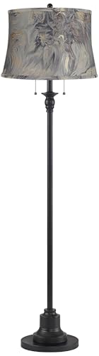 Dyna 58" Tall Black and Gray Swirl 2-Light Floor Lamp Living Room
