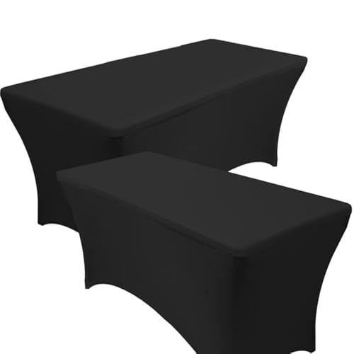RELIANCER 2 Pack Stretch Spandex Table Covers for Rectangular Tables,6FT Elastic Fitted Tablecloth,Universal Rectangular Table Cloth Protector for Outdoor Party,Wedding,Bar,Birthday,Banquet,Events - color: Black, size: 72" x 30" (2PC)