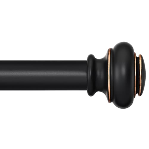 SIMEWIN Heavy Duty Window Curtain Rods, 72-144 Inches, Black with Gold Finials, Adjustable for Bedroom, Living Room, Patio - color: Black, size: 28"-144"