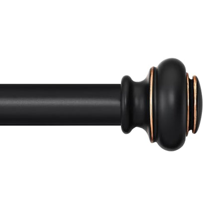 SIMEWIN Heavy Duty Window Curtain Rods, 72-144 Inches, Black with Gold Finials, Adjustable for Bedroom, Living Room, Patio - color: Black, size: 28"-144"