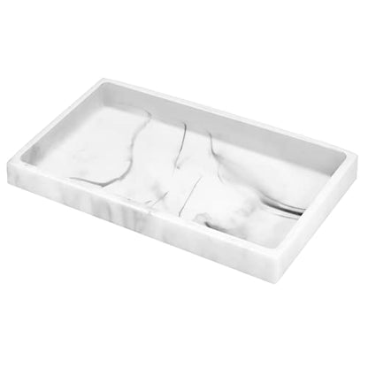 Luxspire Resin Bathroom Vanity Tray Countertop Organizer, M, Marble White - color: Marble White, size: Medium