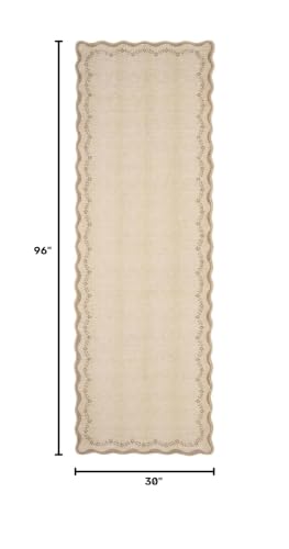 GarveeHome 2.5x8 Scalloped Washable Runner Rug Non Slip Hallway Kitchen Rug - color: Jute, size: 2'6" x 8' (Rectangular)