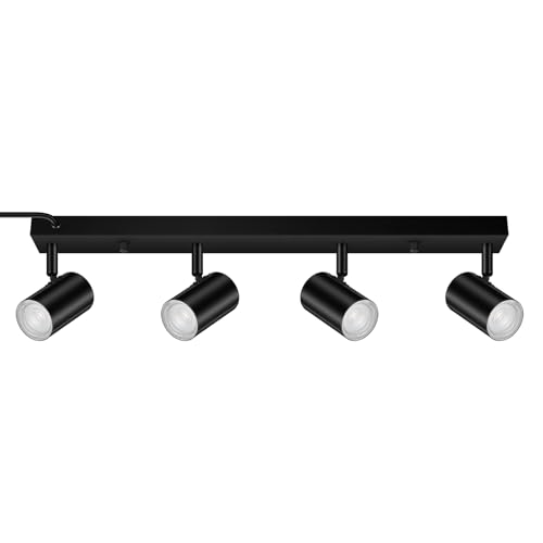 BoostArea Plug in Track Lighting, Black 4-Light LED Track Ceiling Light Kit - color: 4 Light-Black