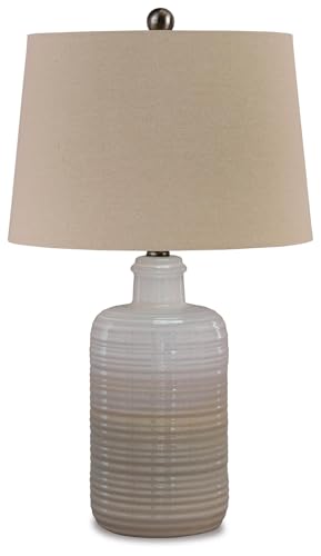 Signature Design by Ashley 25 in Ceramic Table Lamp Set of 2, Taupe - color: Taupe