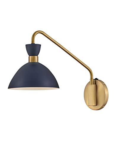 Lark Simon Medium Single Light Wall Sconce, Matte Navy and Heritage Brass - color: Matte Navy