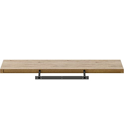 Ballucci Floating Shelf, 48" Wood Wall Shelf with Invisible Brackets for Bathroom, Living Room, Bedroom, Kitchen, Nursery, 8" Deep, Oak Finish - color: Natural Oak, size: 47.2 inches