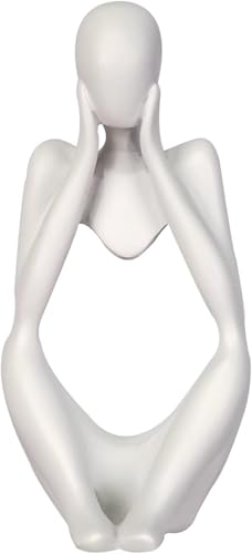 Creative Resin Thinker Minimal Abstract Art Sculpture Statue Figurines Home Office Bookshelf Desktop Decor (White, Focus, Small) - color: White, size: Focus, Small