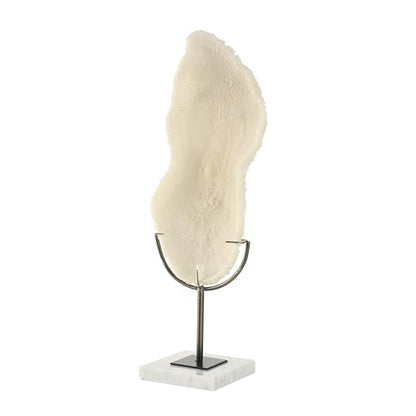 Deco 79 Polystone Coral Decorative Sculpture Abstract Textured Home Decor Statue with Gray Stand and Acrylic Base, Accent Figurine 7" x 5" x 19", Cream
