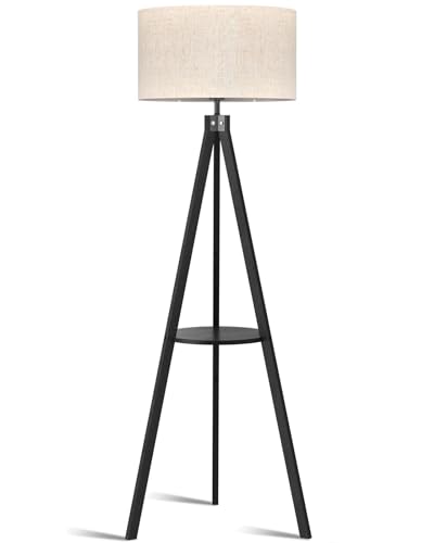LEPOWER Shelf Floor Lamp Tripod Mid Century Modern Lamps for Living Room - color: Black Holder