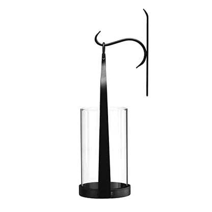 Hanging Wall Sconce Medieval Modern Wall Mounted Hurricane Candle Holder Glass & Metal Farmhouse Handcrafted Wall Art Decorations, Black Set of 2 HT21-0205B2 - color: Black-set of 2