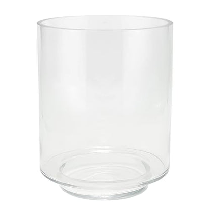 8.5" Wide 11" High Clear Glass Cylinder Vase with Base, Hurricane Candle Holder, Modern Home Decor (1, 8.5"x11") - size: 8.5"x11"