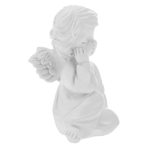 White Angel Figure Adorable Angel Decor Statue Resin Angel Sculpture