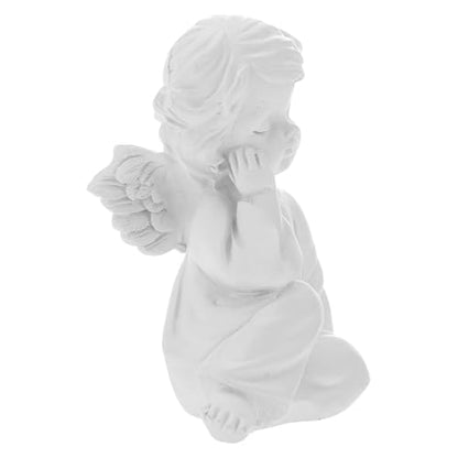 White Angel Figure Adorable Angel Decor Statue Resin Angel Sculpture