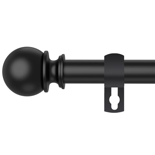 Black Curtain Rods for Windows 28 to 48 Inch, 5/8" Diameter Heavy Duty Metal Adjustable Small Curtain Rod With Bracket - color: Black, size: 28-48"(1 Pack)
